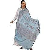 Exotic India Women's Prayer Polycotton Shawl of Gautam Buddha | Religious Buddha Print Soft Weave Stole, Chunni For Girl