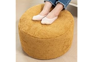 Beawelkomjo Pouf Ottoman Foot Rest Living Room Floor Pouf Lightweight Modern Stuffed Poof Foot Stool Perfect 20x12 Inches Underdesk Foot Rest for Office (Light Coffee)