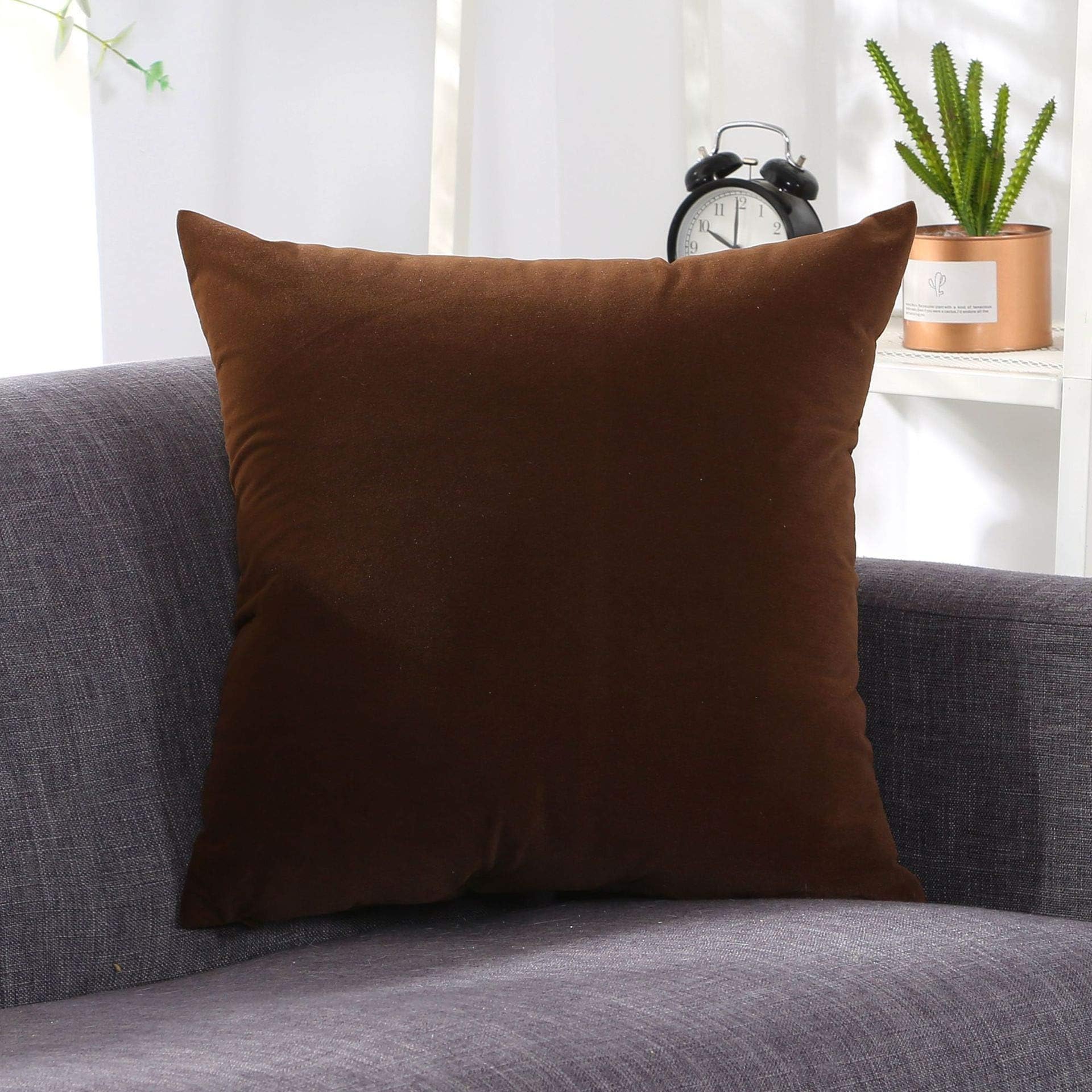 hzbxhcus Cushions, Velvet Solid-colored Pillow Jacket Nordic Cushion Sofa Office Waist Pillow Head Large Back 30x50cm (Coat and Core) Brown