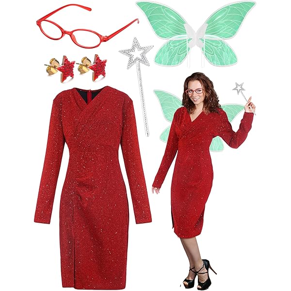 Amazon.com: Willyacos Fairy Godmother Costume Dress Side Slit Red Sequin  Fairy God Mother Costume Dress Adult (Red, XS) : Clothing, Shoes & Jewelry