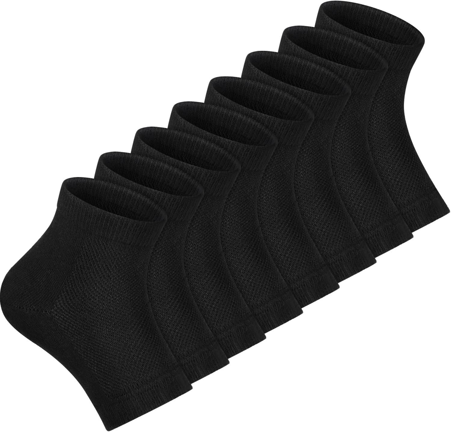 Bememo Soft Gel Heel Socks Ventilate Open Toe Socks 4 Pairs for Dry Hard Cracked Skin Moisturizing Day Night Care Skin