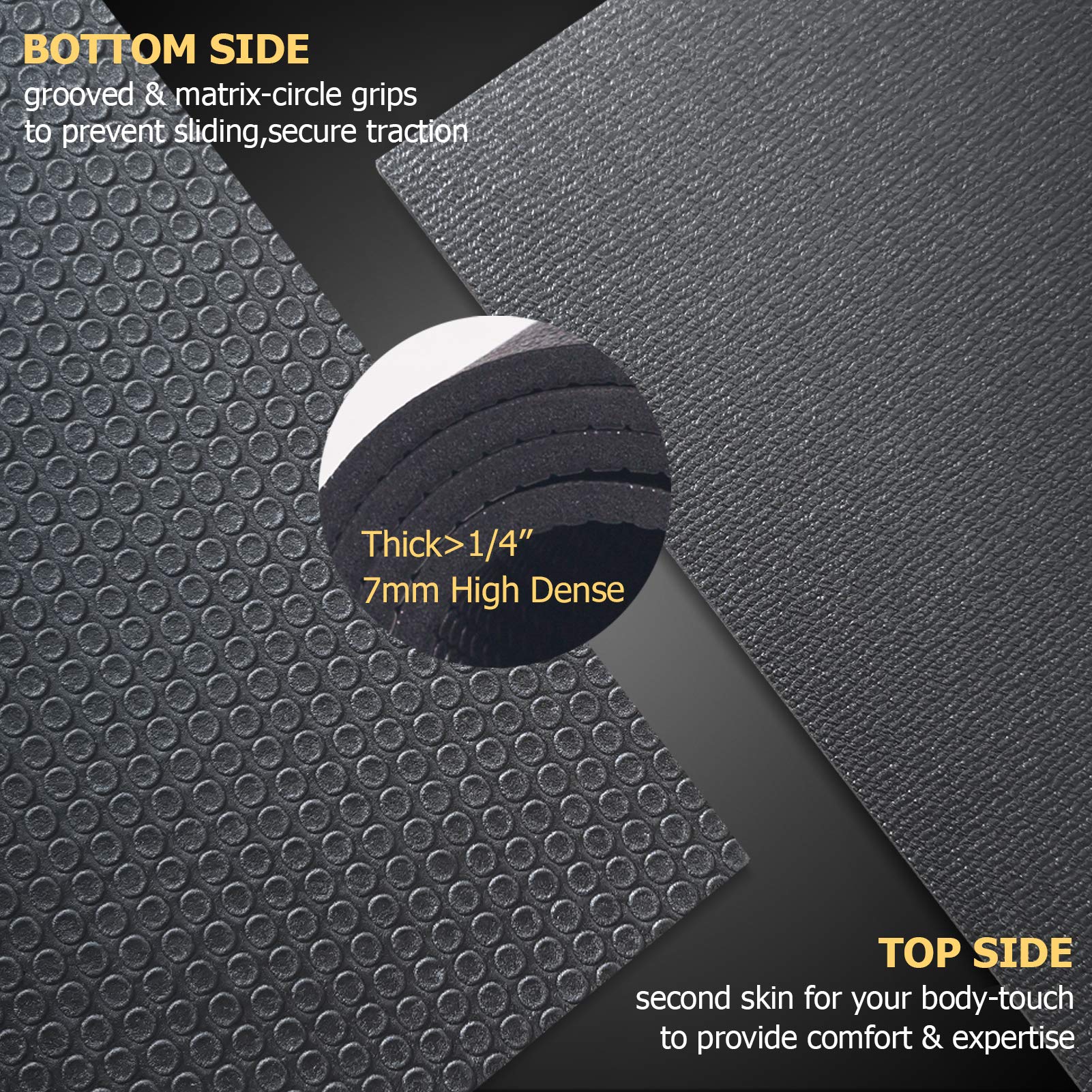 GXMMAT Large Exercise Mat 6'x4'/6'x5'/6'x6'(7mm), Thick Workout Mats for Home Gym Flooring, Extra Wide Non-Slip Durable Cardio Mat, Shoe Friendly, Perfect for Plyo, MMA, Jump Rope, Weights, Fitness