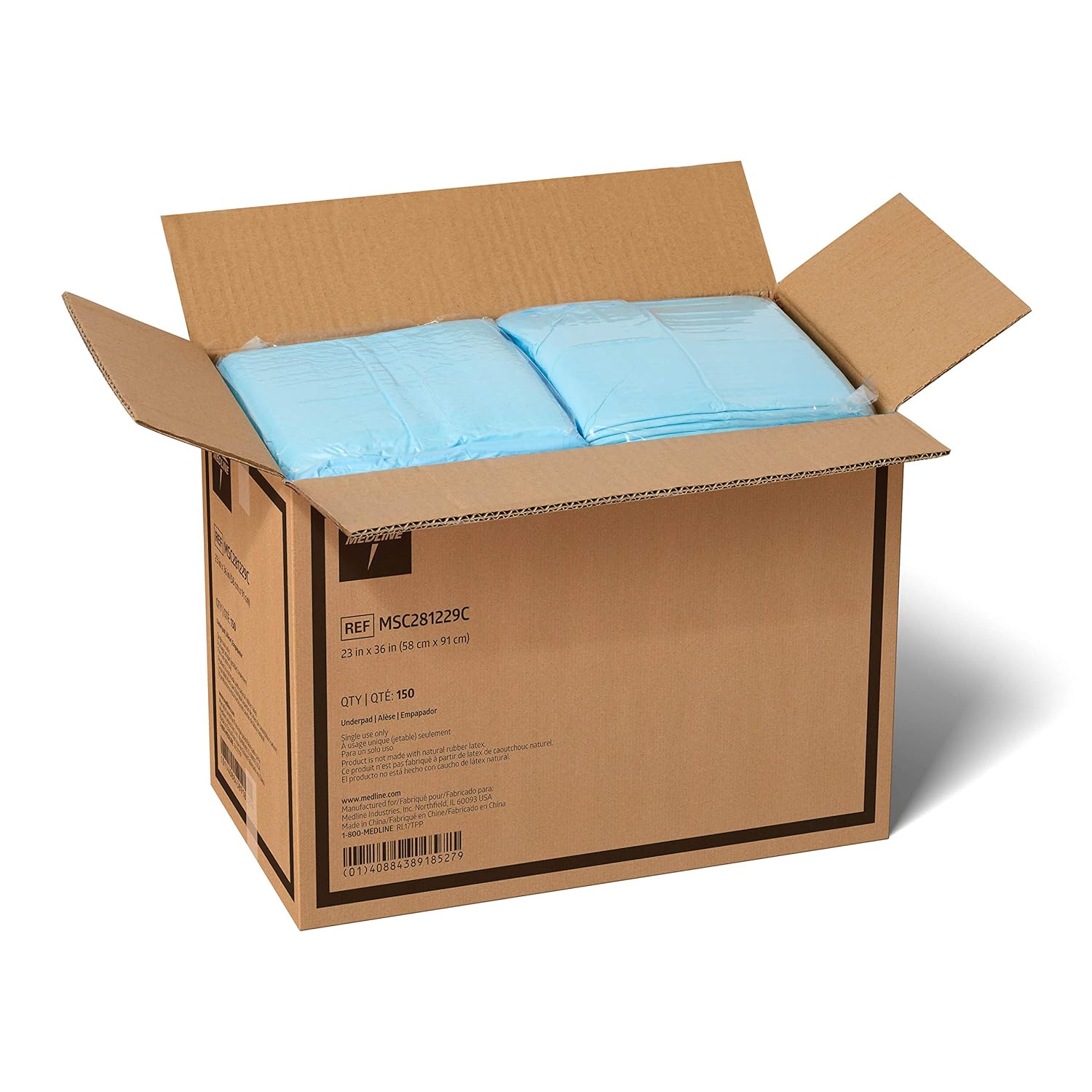 Quilted Basic Disposable Blue Underpad, 23" x 36" for incontinence, Furniture Protection or Pet Pads (Pack of 150): Industrial & Scientific