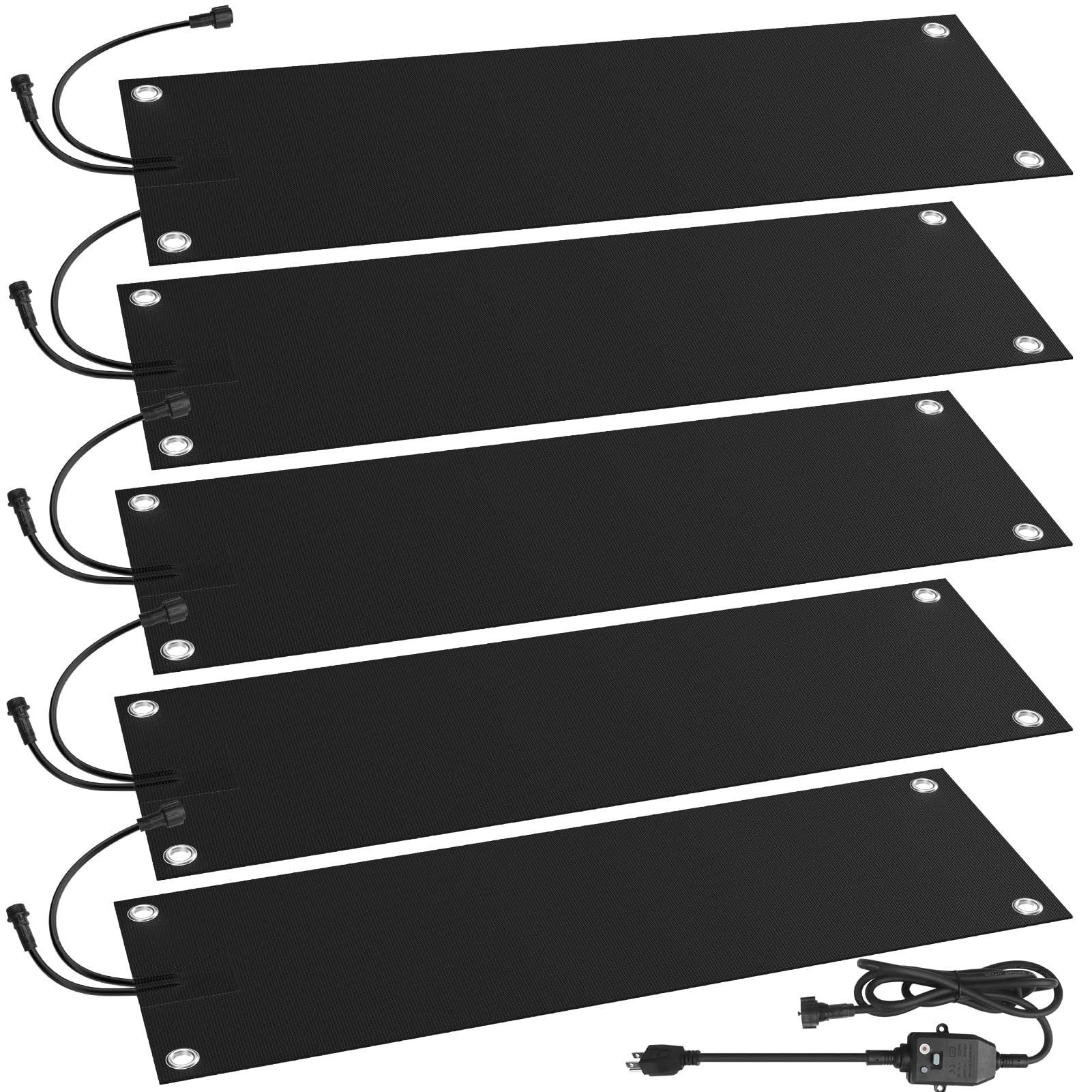 Photo 1 of HETFOENT 5 Pcs Heated Snow Melting Mats,10 x 30 in No-Slip Rubber Heated Outdoor Mats,Snow and Ice Melting Mats for Winter Outdoor Stairs,Steps,Doorways,Walkways,Driveway,2 in/h Melting Speed