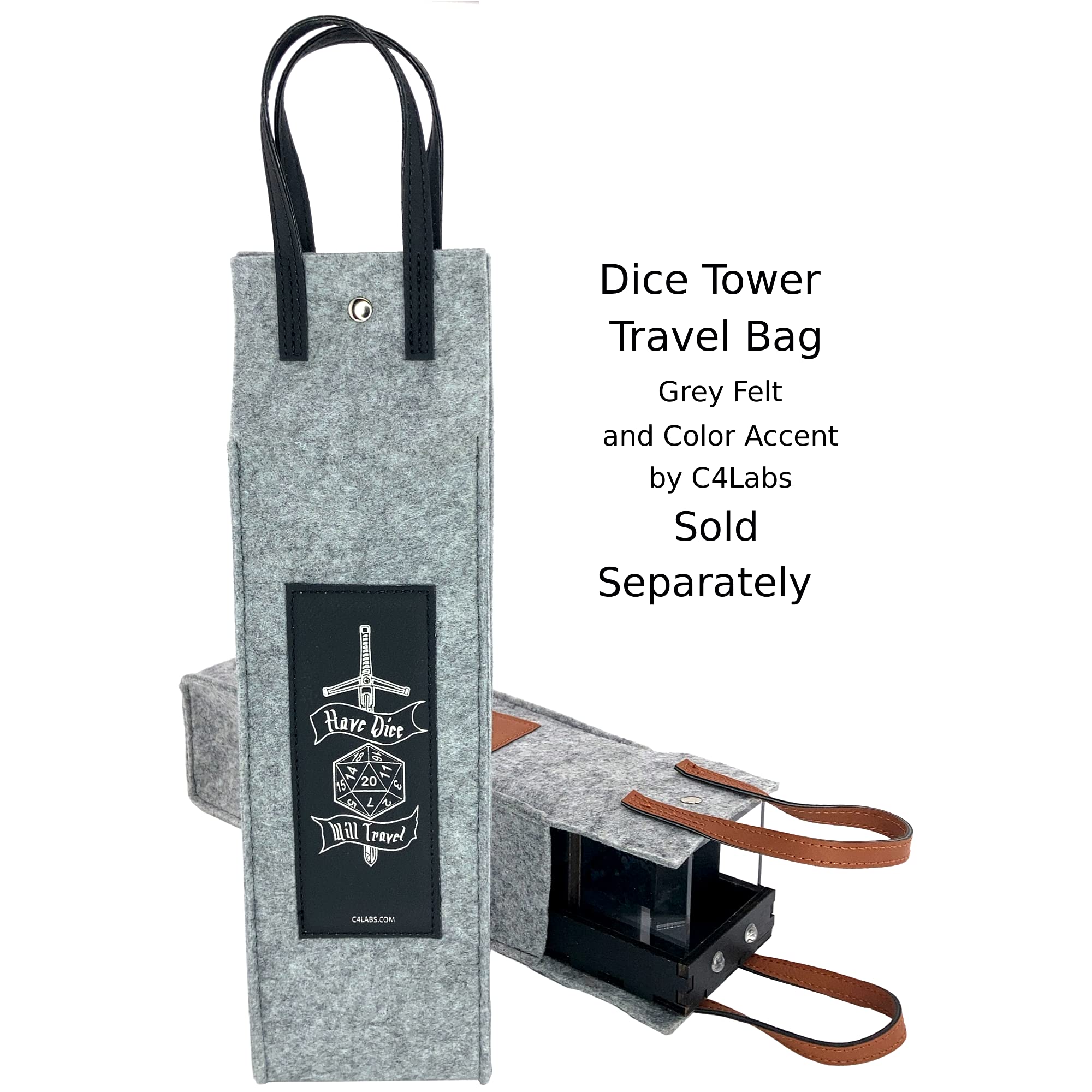 C4Labs Tall Velvet Lined Dice Tower - Softer Sound - Color Options (Tower W/Gunstock Tray)