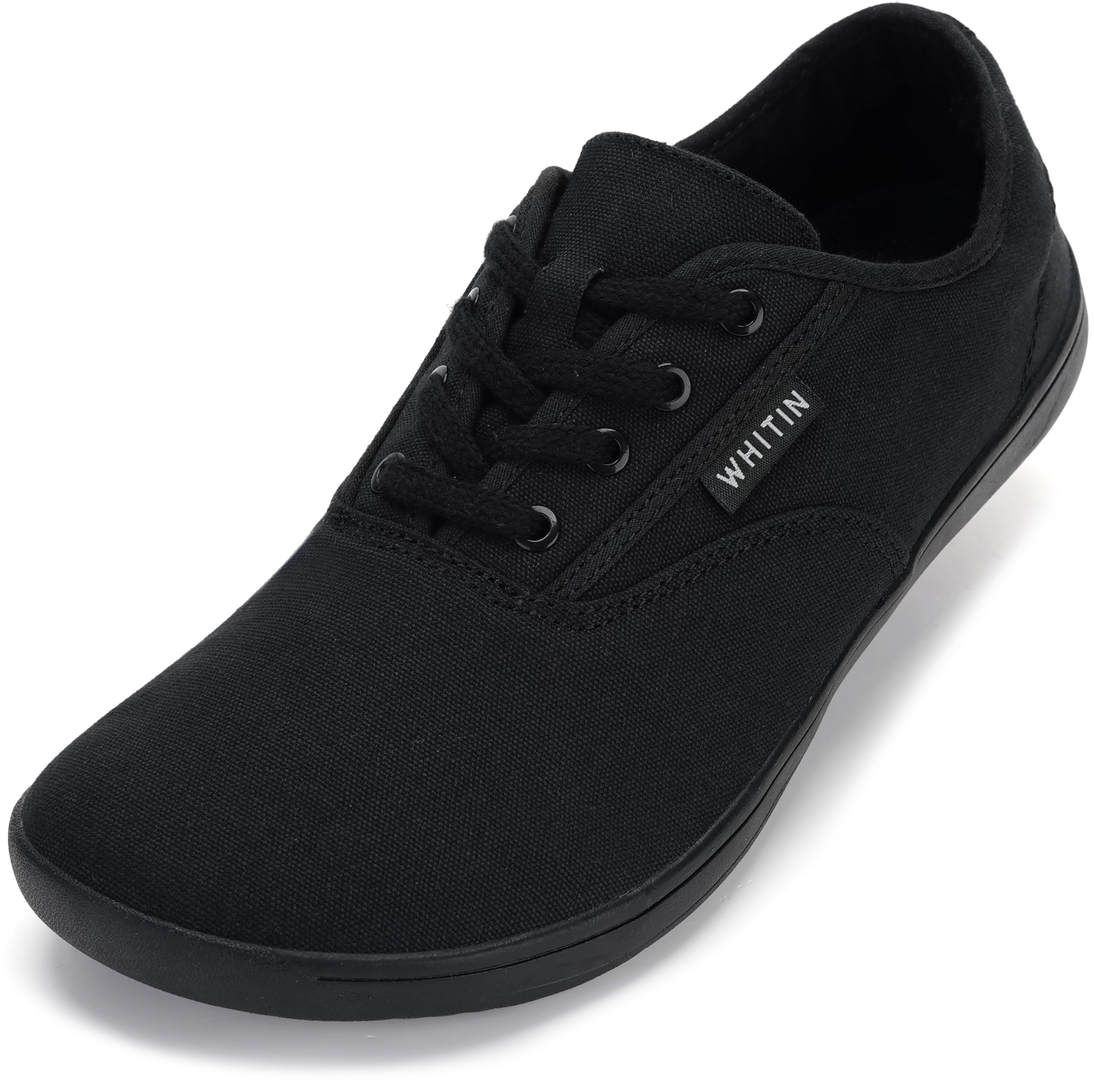 Photo 1 of WHITIN Canvas Barefoot Sneakers for Men Wide Toe Box Minimalist Zero Drop Sole Shoes Minimus Extra Width Fit Size 13 13W Gym Bare Feet Black 47