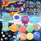 Galaxy Bath Bombs for Kids with Surprise Inside, 12pcs Planet Bath Bombs with Space Gemstones, Organic Essential Oil Bubble Bath for Kids Boys Girls Christmas Birthday Gift