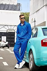 COOFANDY Blue Track Suit For Men Set Long Sleeve