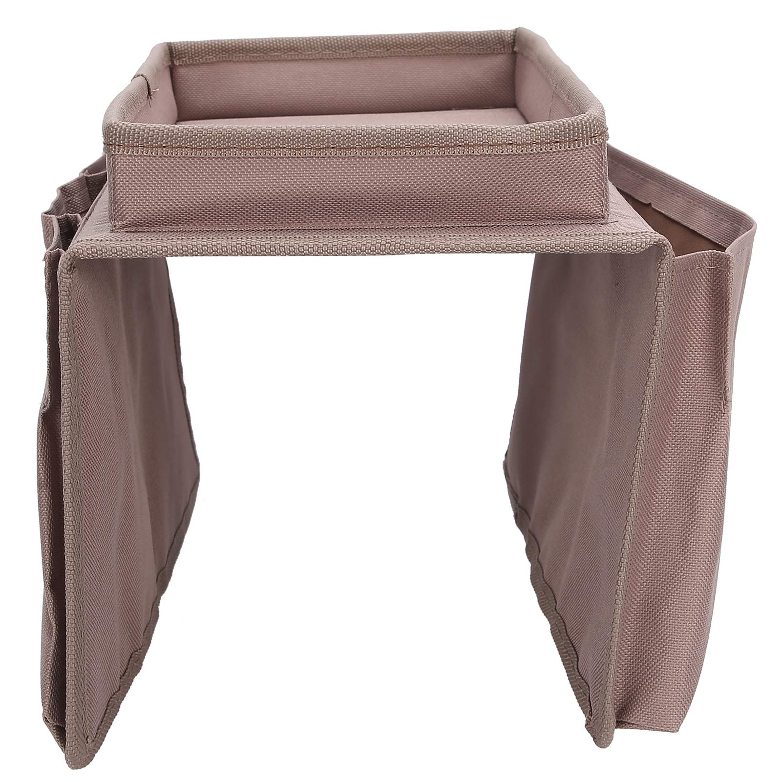 Ejoyous Sofa Armrest Organizer, 4 Pockets Couch Bag for TV Remote Control, Oxford Cloth Armchair Storage with Cup Holder Tray (Coffee)