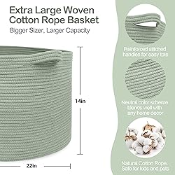 MEGASKET Extra Large Green Basket, 22" X 22" X