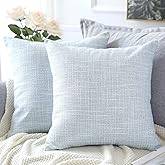 OTOSTAR Linen Throw Pillow Covers Set of 2 Decorative Square Pillowcases Cushion Covers 16x16 Inch for Home Decor Sofa Bedroom Car 40 x 40CM Blue Grey