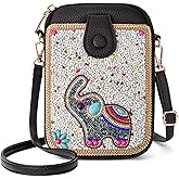 Ayuoejik Women's Small Crossbody Cell Phone Bag, Boho Colorful Beaded Purse Wallet with Handmade Cute Patterns