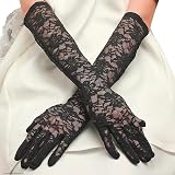 IRYNA Long Lace Gloves Black Elbow Length Opera Silk Hand Sleeves view 6