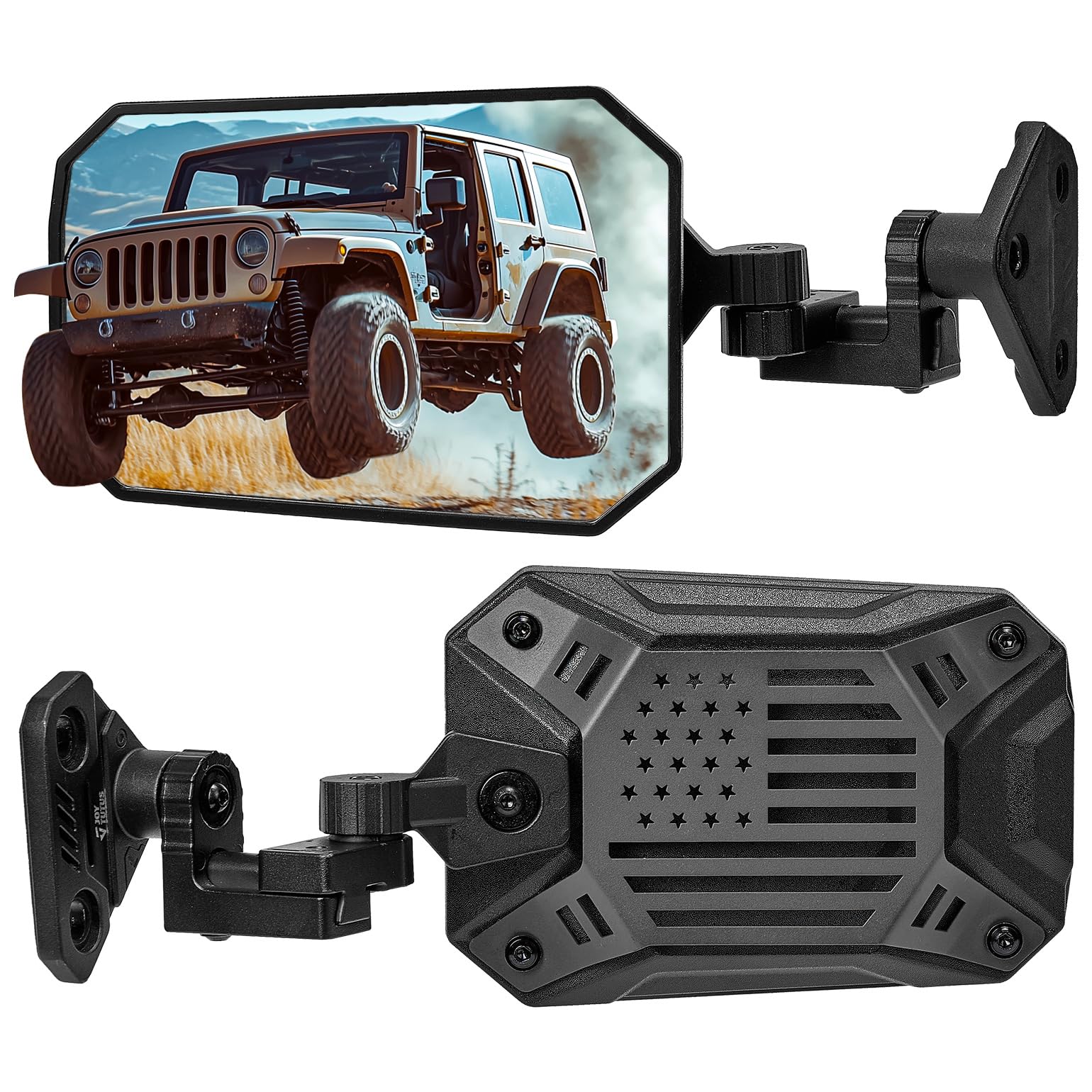 Photo 1 of JOYTUTUS Mirrors Doors Off or Doors On with Integrated Spot Light Mount Compatible with Wrangler TJ JK JKU, Wider View No Vibrate & Wobble Side Mirrors for 1997-2018 Wrangler