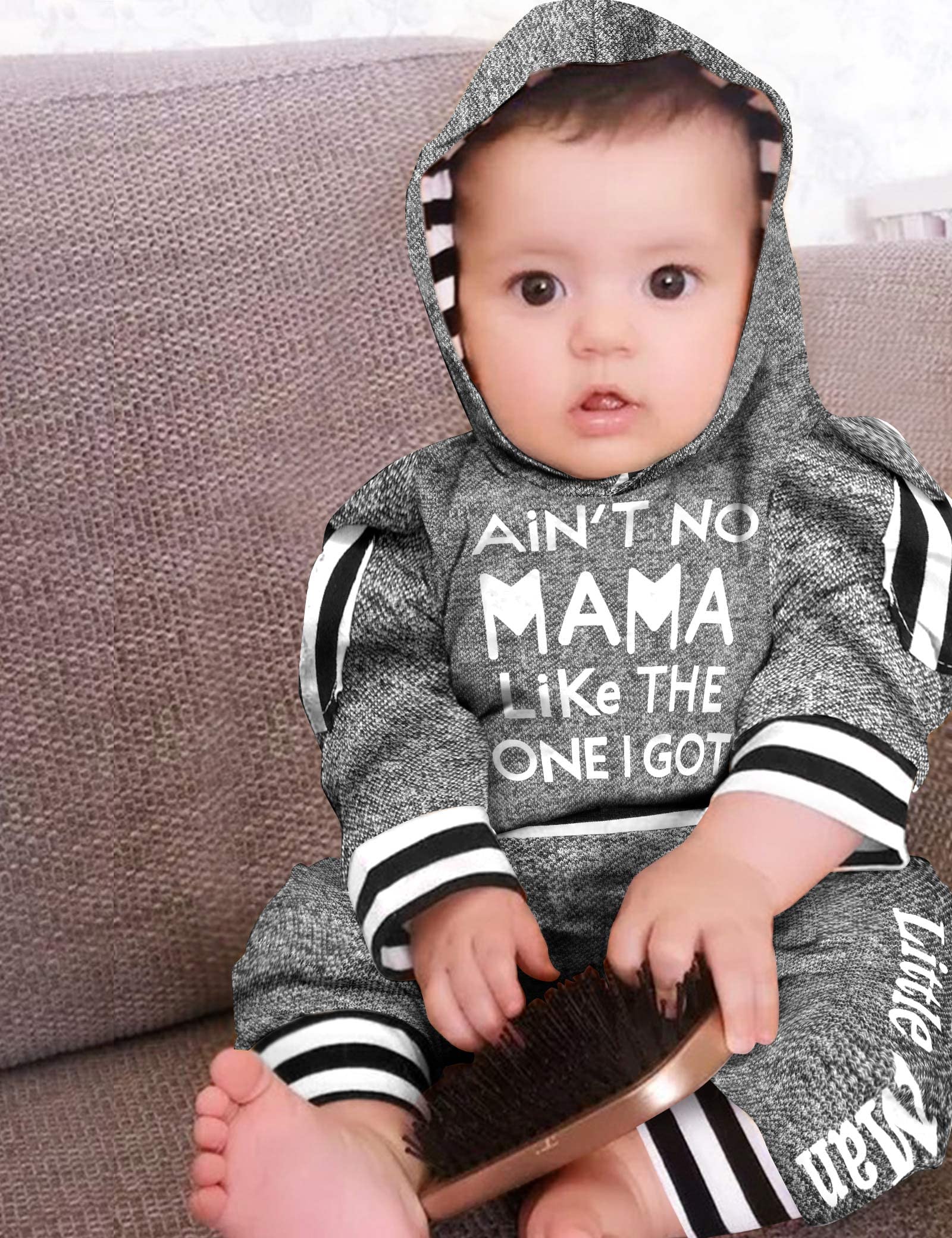 Fommy Newborn Baby Boy Clothes Plaid Letter Print Long Sleeve Hoodies + Long Pants 2PCS Fall Winter Outfits Set
