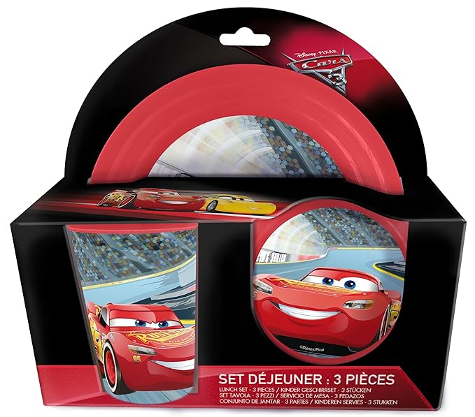 3 Pieces Dining Set Disney Pixar Cars Plate/Bowl/Cup Made From