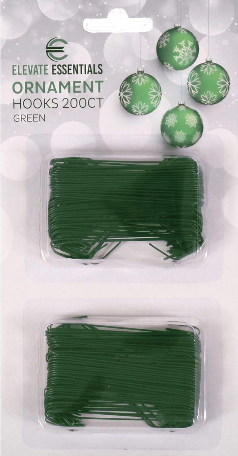Ornament Hooks - Green Christmas Ornaments Hooks - Green Ornament Hangers - Large 2.5 inch (Green) 200ct