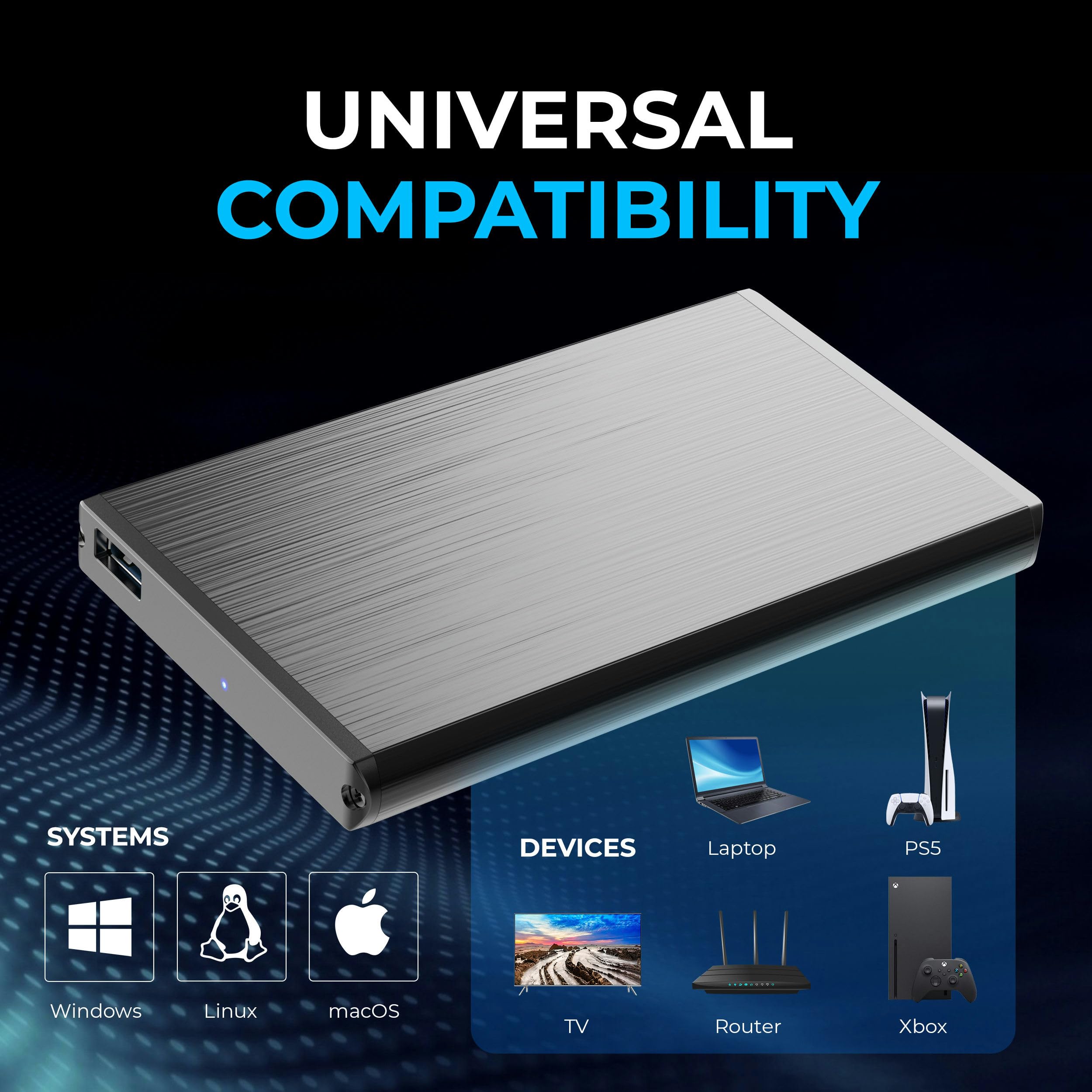 SABRENT [Upgraded Version Support UASP] Ultra Slim USB 3.0 to 2.5-Inch SATA External Aluminum Hard Drive Enclosure [Black] (EC-UK30)