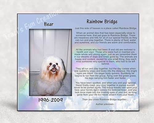 Amazon Com Pet Bereavement Photo Frame Rainbow Bridge Poem Handmade