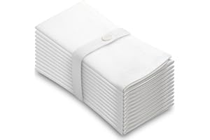 White Cotton Napkins Cloth 20 x 20 Oversized 100% Natural Bulk Linens for Dinner, Events, Weddings by Aunti Em's Kitchen, Set of 12