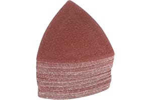 HARFINGTON 100pcs Triangular Hook & Loop Sandpapers 120 Grits 3-1/8" Aluminum Oxide Sanding Pads Random Orbital Mouse Detail 