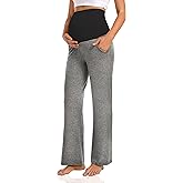 V VOCNI Women's Maternity Lounge Pants Pockets Stretchy Pregnancy Trousers Comfy Wide Leg Yoga Pajama Pants