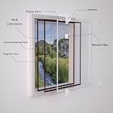 NeatiEase Adjustable Magnetic Window Screen 130x150 cm White Frame Grey Net view 5