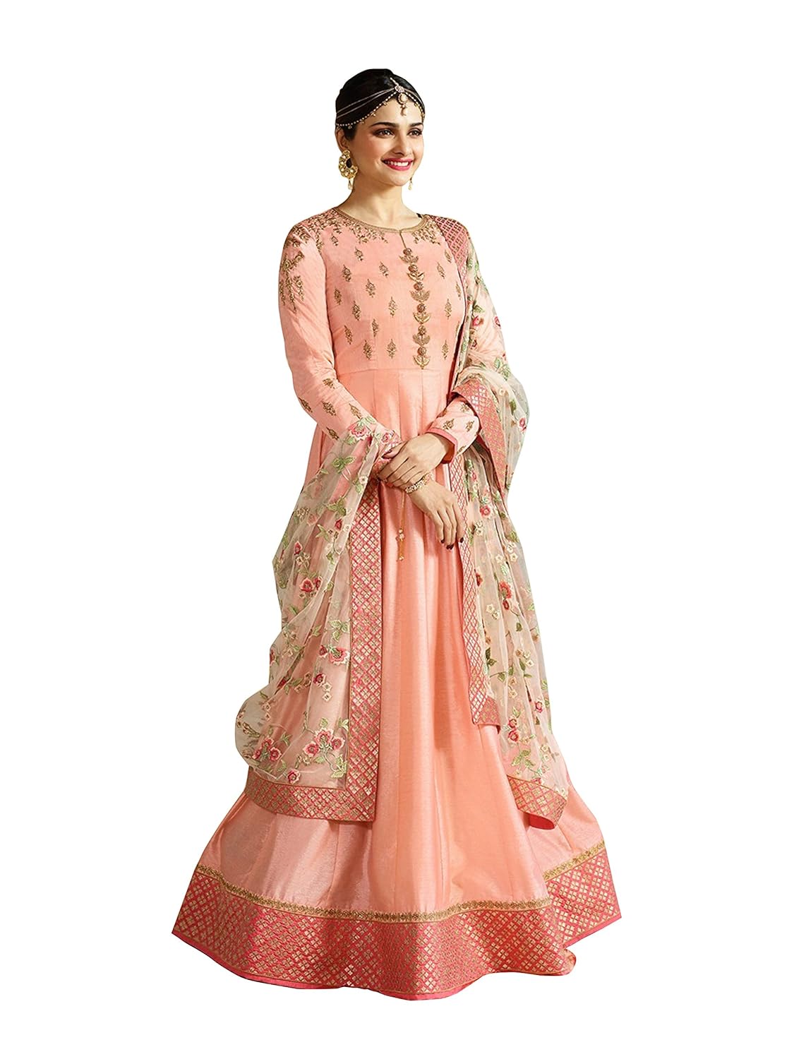 amiira women's faux georgette anarkali gown