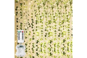 KASZOO 84Ft 12 Pack Artificial Ivy Garland Fake Plants, Vine Hanging Garland with 80 LED String Light, Hanging for Home Bedro