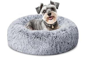 ELSKER&HOME Calming Dog & Cat Bed - Donut Washable Warming Soft Round 23 inch Dog Bed for Small Dogs, Anti-Anxiety Fluffy Plush Cushion Fits up to 25 lbs Pets, Gradient Blue
