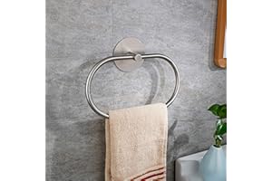 HOPCENT Towel Ring Self Adhesive No Drill Hand Modern Towel Holder for Bathroom SUS 304 Stainless Steel Brushed Nickel(Silver