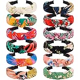 VELSCRUN Headbands for Women Girls 12 Pack Stylish Top Knotted Headbands Flower Headband For Women's Hair Non Slip Women Fashion Head Bands Wide Hairband Mom Sisters Hair Accessories