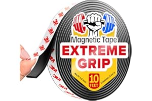 X-BET MAGNET Super Sticky Magnetic Tape (10 feet x 1/2 inch) - Stong Magnet Strip with Adhesive Backing for DIY & Crafts - Easy to Cut and Mount on Fridges, Whiteboards & More