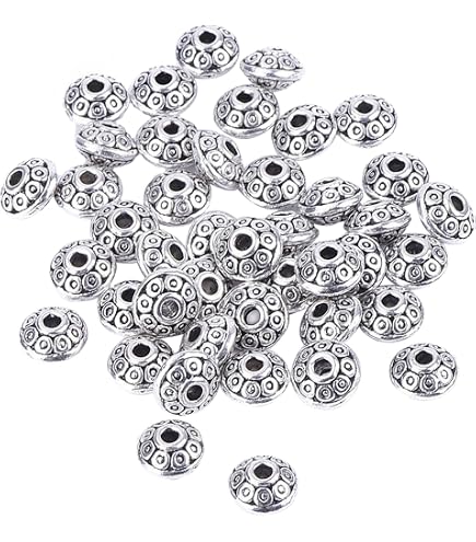 100Pcs 6mm Antique Silver Gold Bronze Plated Spacer Beads - Flying Saucer Shape For Jewelry Making