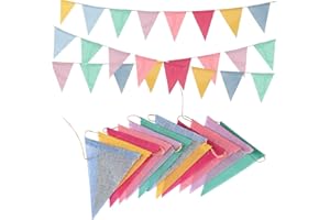 Pennant Banner Flags Pastel - GREATRIL Colorful Triangle Banners for Birthday Easter Classroom School Carnival Garland Outdoor Burlap Bunting Party Decorations 4 Strings