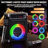 JYX Karaoke Machine with 2 Wireless Mics Bluetooth Speaker Bass Treble Echo LED view 7
