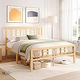 Breezehome 14 Inch High Solid Bamboo Wood Full Size Bed Frame with Headboard and Footboard, Platform Bed Frame Full Size with Metal Slats, No Box Spring Needed, Easy to Assemble, Sturdy