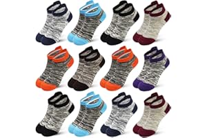 ZERULETS Kids Socks Athletic Ankle Socks Striped No Show Low Cut Socks 12 Pairs for 3-14 Years Toddlers Boys