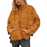 Bianstore Women's Oversized Splice Quilted Lightweight Puffer Jacket Casual Padded Coat