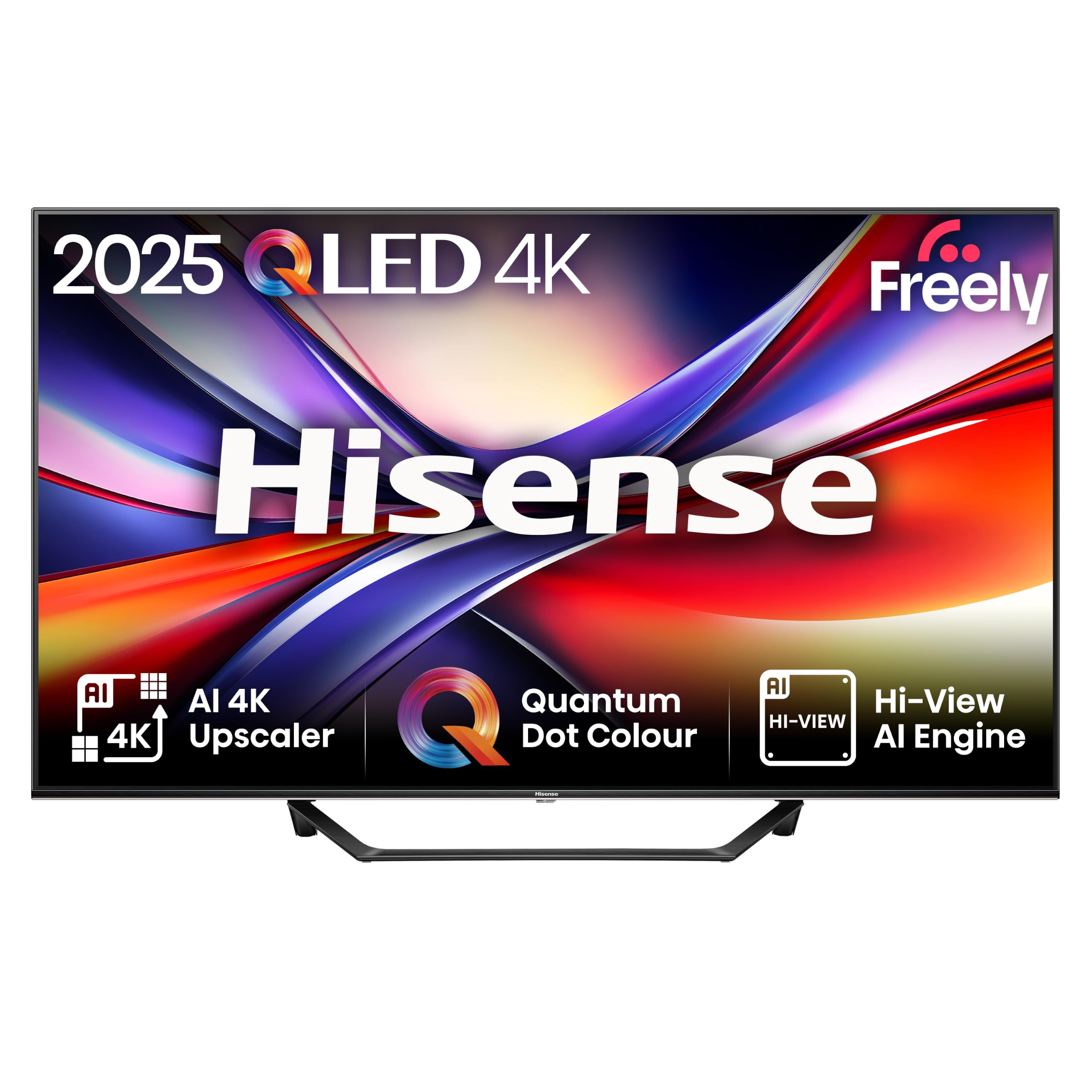 Hisense 43" 43A7QTUK QLED Smart AI TV - 4K Direct Lit Viewing, Quantum Dot Colour, Hi-View AI Engine, Dolby Vision, Dolby Atmos with with Freely, Disney +, YouTube, Netflix