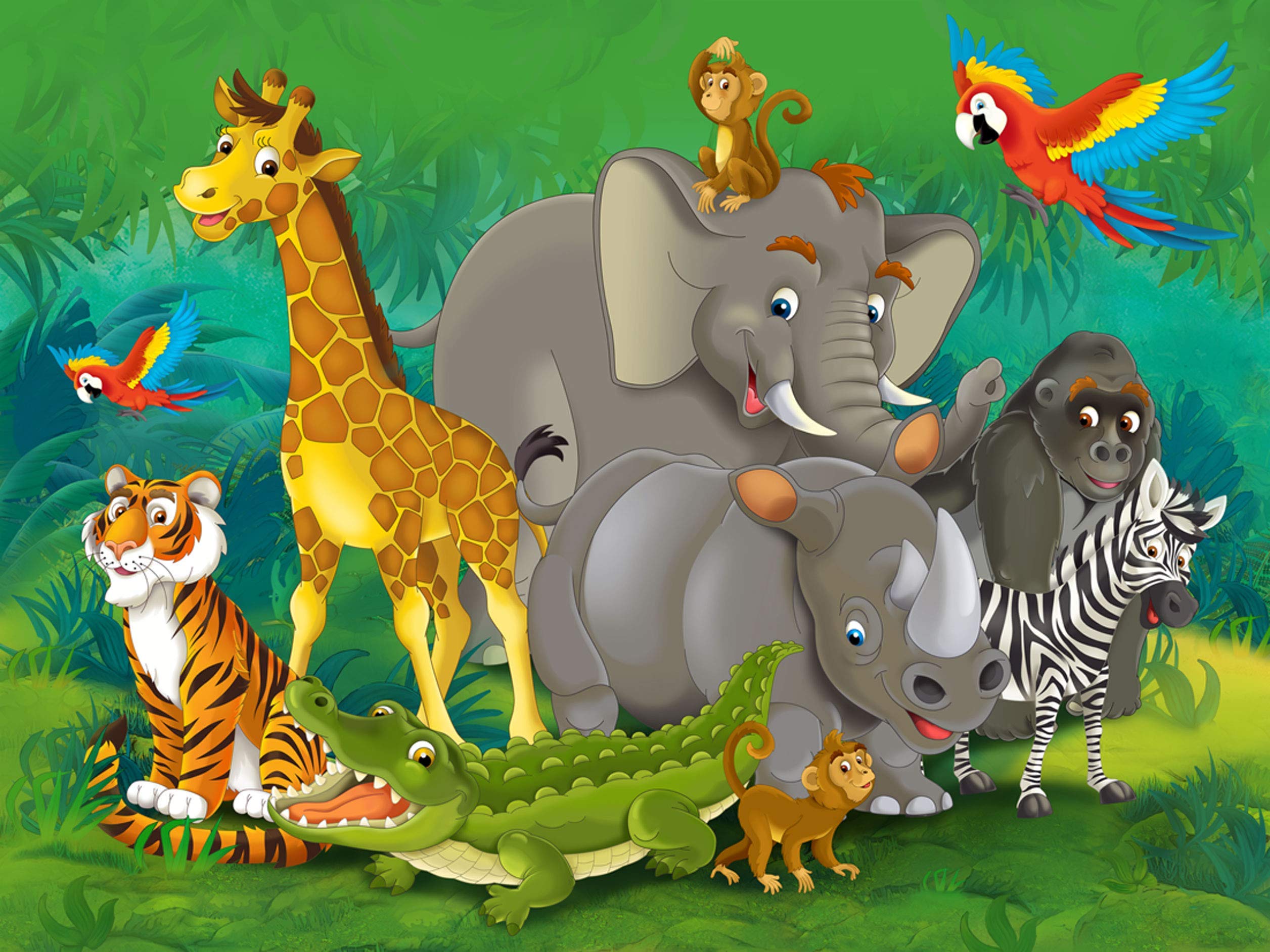 AG DESIGN Jungle Animals Giant Wall Poster, Non Woven, Multi-Colour, 360 x 270 cm