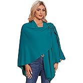 PULI Womens Elegant Cross Front Shawl Wraps Floral Wraps Soft Ponchos Cape Warm Travel Shawls