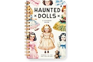 Brass Monkey Haunted Dolls – Sticker Book With 18 Pages of Traditional Vintage Inspired Haunted Doll Stickers and 2 Pages of Puffy Stickers