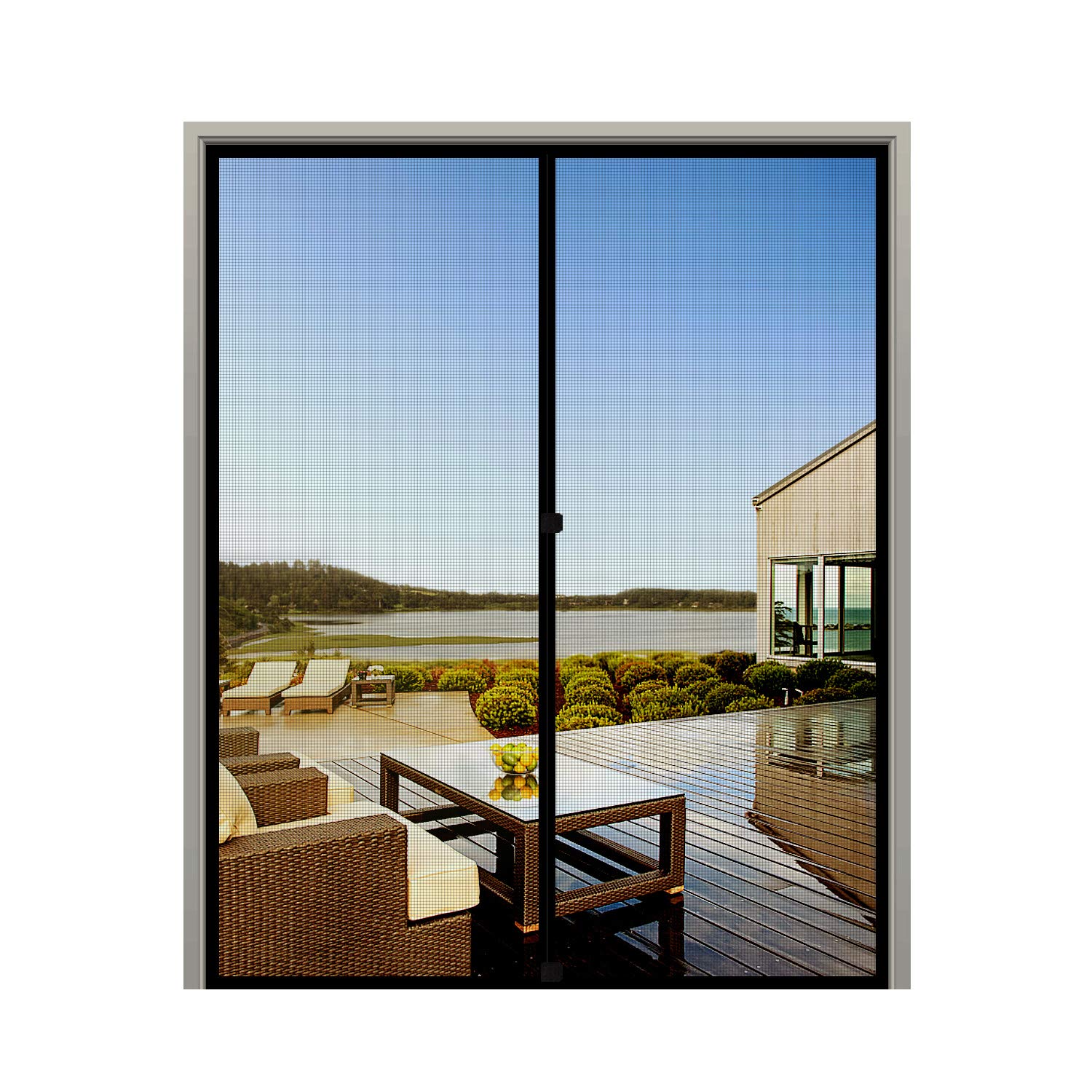 MAGZO French Screen Door 72 x 80, Durable Fiberglass Mesh with Heavy