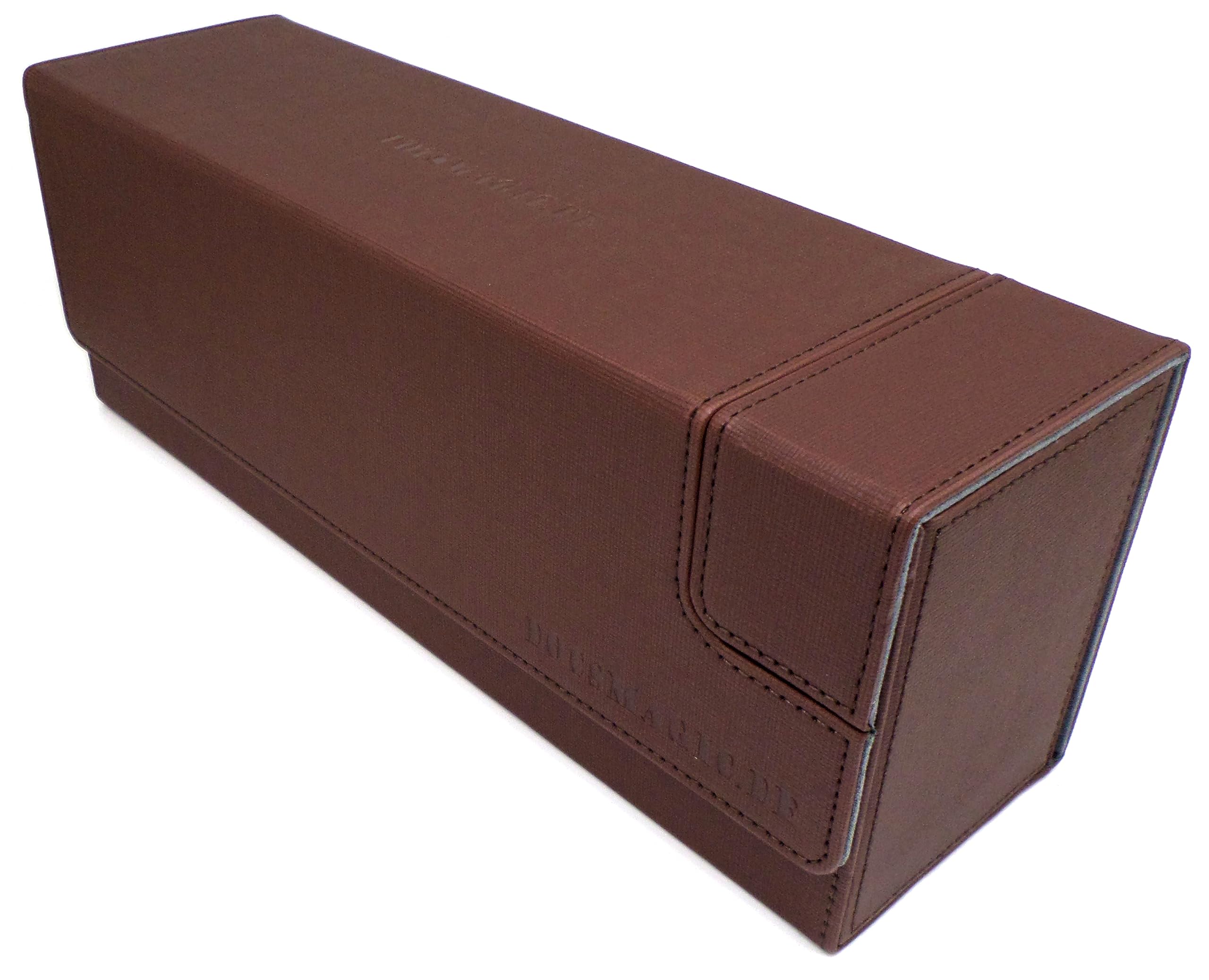 docsmagic.de Premium Magnetic Tray Long Box Brown Medium - Card Deck Storage