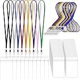 Kifmurase 100 Sets Clear ID Badge Holder with Lanyard, Name Tag Lanyards with ID Holder Lanyards, Flat Neck Name Tag, Bulk Clip Waterproof Plastic Card Holders for Office, Business (10 Colors)