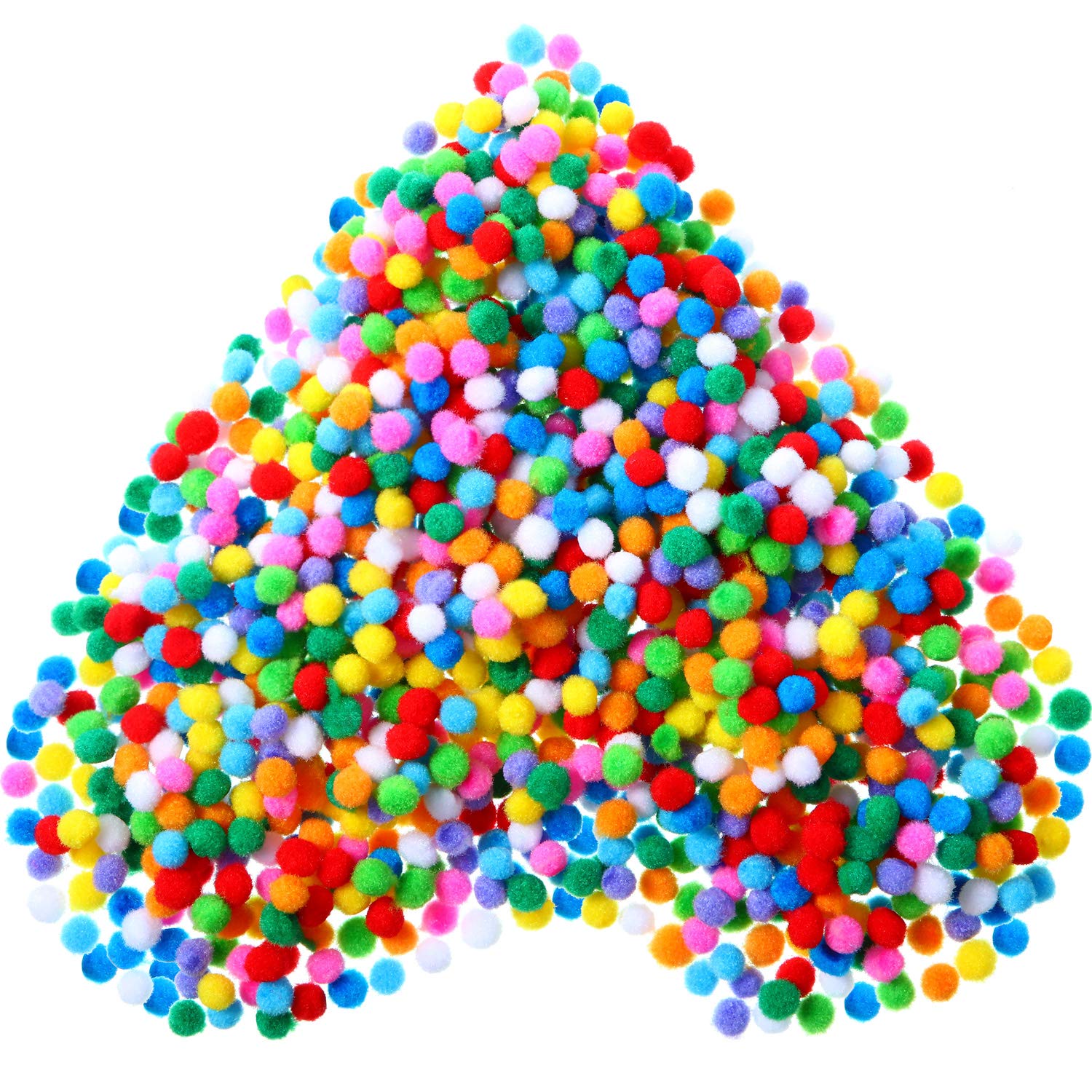 Shappy 2000 Pieces 0.8 cm Assorted Color Elastic Pom Poms Arts Crafts Pompoms Balls for Hobby Supplies and Creative Craft DIY Material