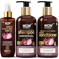 WOW Skin Science Onion Black Seed Oil Ultimate Hair Care Kit (Shampoo + Hair Conditioner + Hair Oil), 800 ml