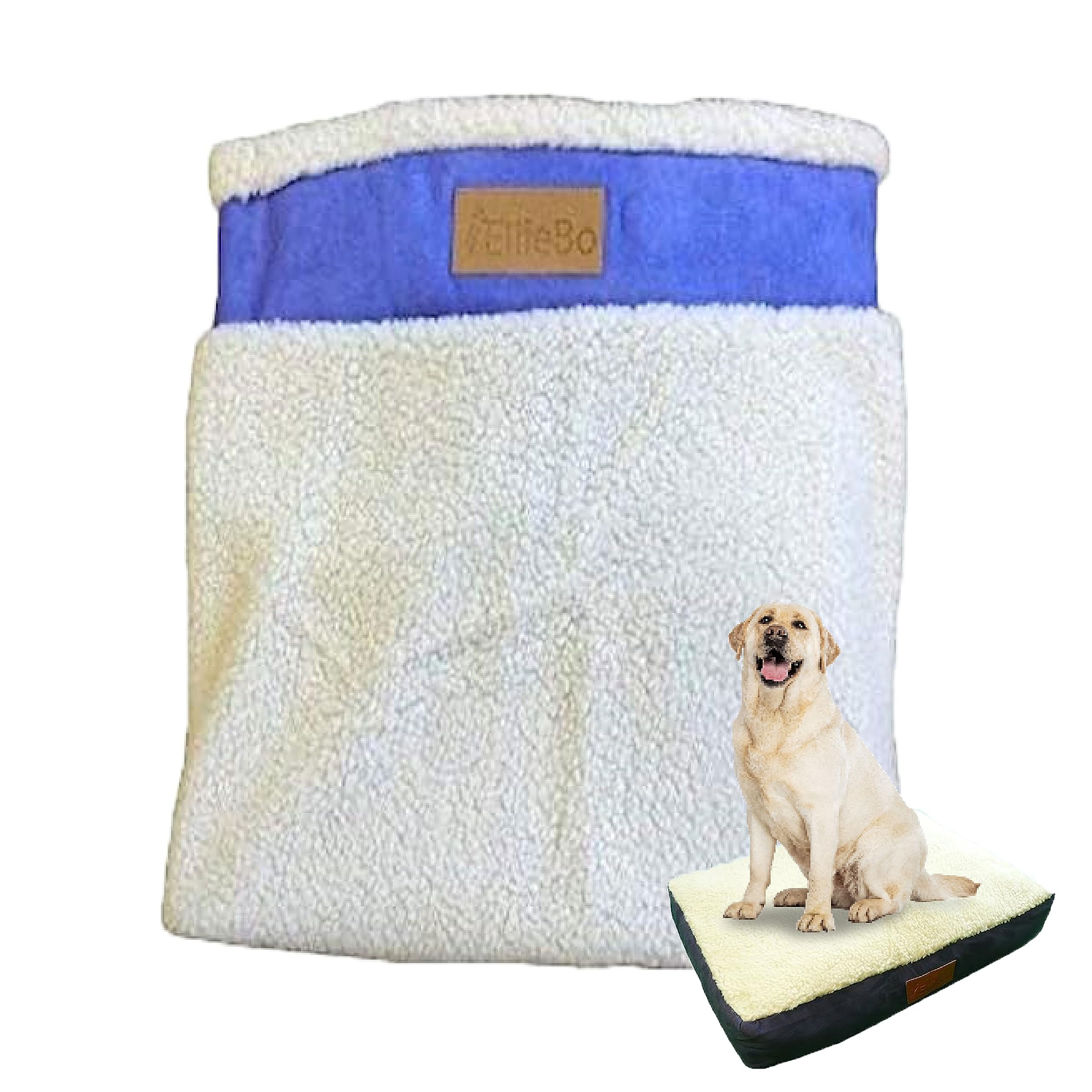 Ellie-Bo Large Dog Bed Cover for 36-inch Dog Cage/Crate - Blue Faux Suede/Sheepskin