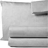 Decfair 100% Egyptian Cotton Queen Bed Sheets Set 1000 Thread Count Light Grey Luxury Hotel Soft and Smooth Queen Size Sheet Set 16" Deep Pocket Sateen Weave Extra Long Staple Cotton 4 Piece Bedding